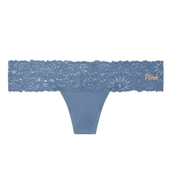 PINK VS floral lace trim thong NIP L - Picture 1 of 3